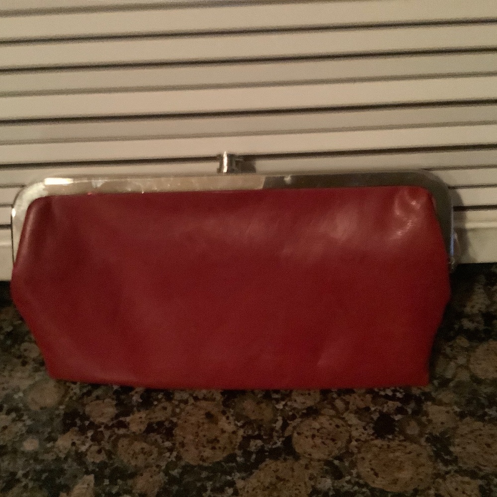 Red Leather Clutch Wallet NWOT